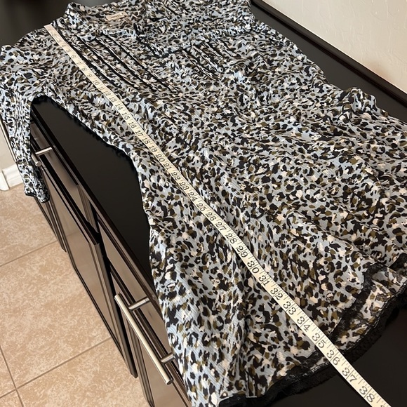 #22 ZADIG & VOLTAIRE Raspail Leo Crinkle Dress Blue Leopard Lace Trim, Sz S - Picture 7 of 12